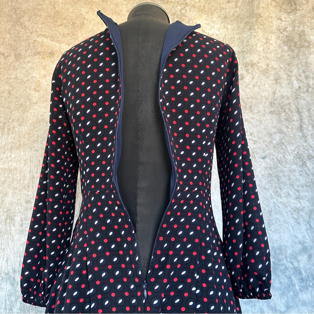 Ann Taylor Black and Red Polka Dot Long Sleeve Dress - Picture 9 of 11